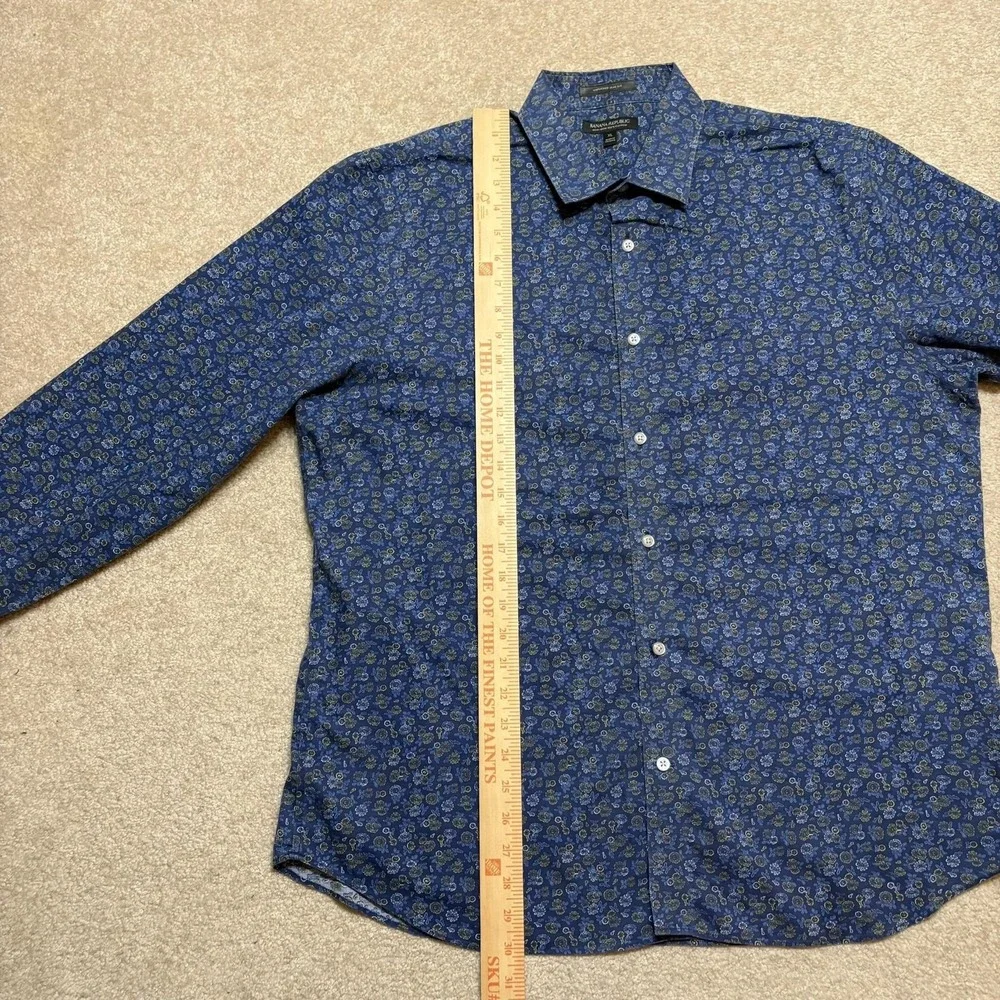 Banana Republic Shirt Mens XL Blue Floral Non Iron‎ Button Up Long Sleeve Casual